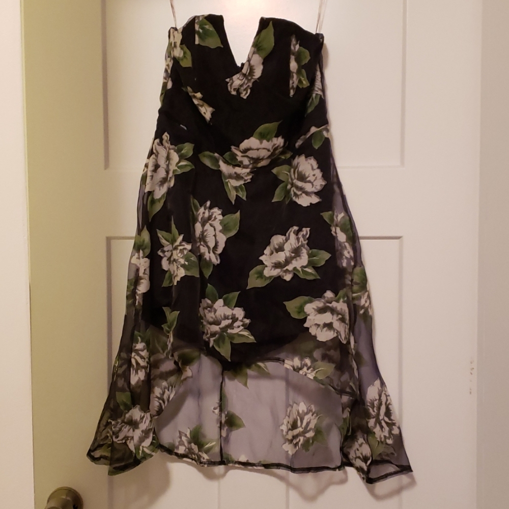 Akira black label flora print romper with train